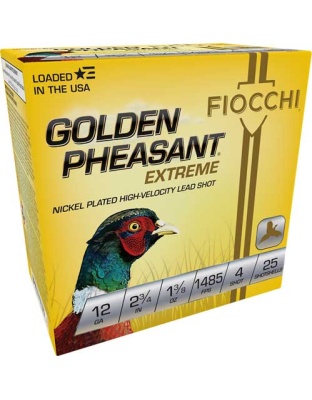 Fiocchi Golden Pheasant 12 Gauge 2.75" 1-3/8 Ounce #4 25 Rounds — Model 12GPX4
