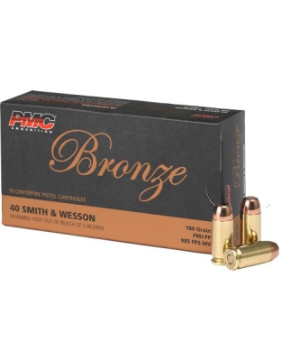 PMC 40 S&W 180 Grain Full Metal Jacket Flat Point 50 Rounds 20 Boxes per Case
