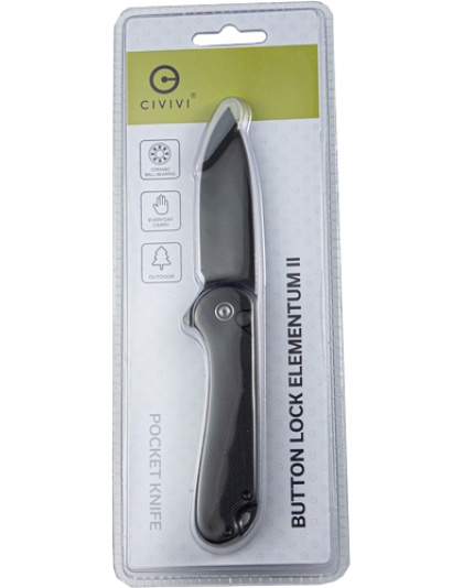 Civivi Knife Elementum Ii 2.96 " G-10/Black Stonewash Clam Pack