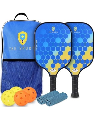 Tkg Sports Carbon Fiber Pickleball Set with Carry Bag