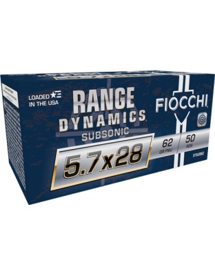 Fiocchi 5.7X28 62 Grain Subsonic Full Metal Jacket 50 Rounds 10 Boxes per Case