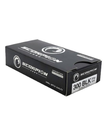 Scorpion Ammo 300 Blackout 200 Grain Subsonic 20 Rounds 20 Boxes per Case