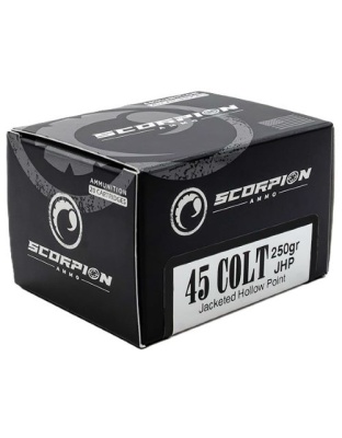 Scorpion Ammo 45 Lc 250 Grain Jacketed Hollow Point 20 Rounds 10 Boxes per Case