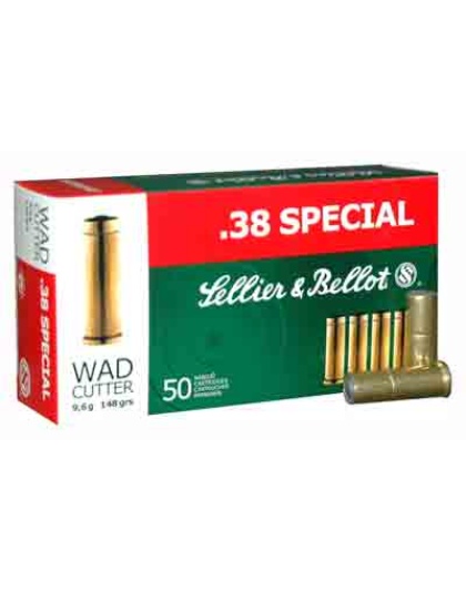 Sellier & Bellot S&b 38 Special 148 Grain Lead Wadcutter 50 Rounds 24 Boxes per Case