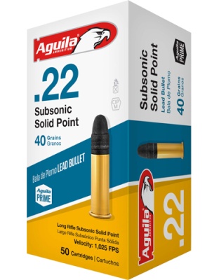 Aguila Subsonic 22LR 40 Grain Lead-Round Nose 1000 Rounds Case Lot