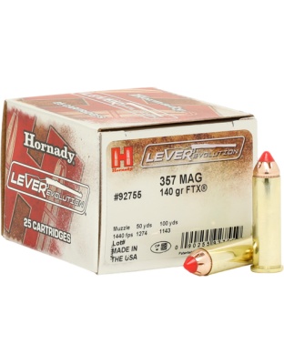 Hornady Leverevolution 357 Magazine 140 Grain Ftx 25 Rounds 10 Boxes per Case