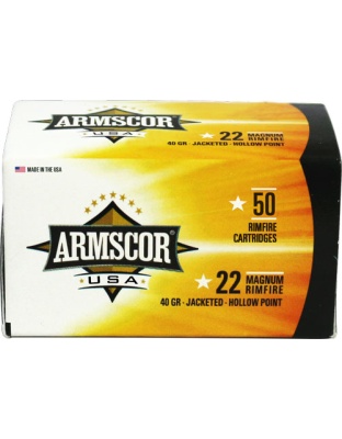 Armscor 22WMR 40 Grain Jacketed Hollow Point 1875 Feet Per Second 50 Rounds 40 Boxes per Case