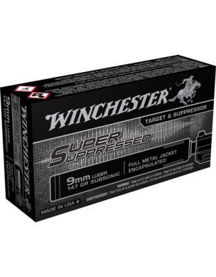 Winchester Ammunition Super Suppressed 9 mm Luger 147 Grain Full Metal Jacket 50 Rounds 10B/C