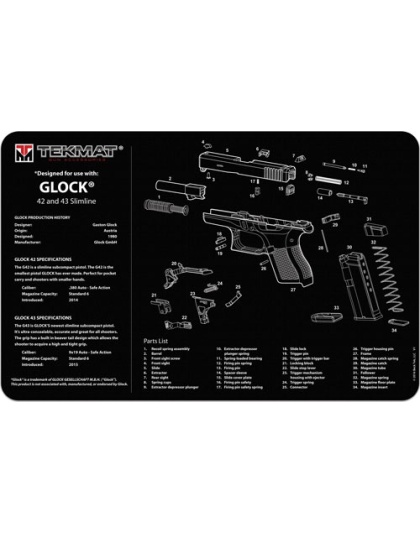 Tekmat Armorers Bench Mat 11"x17" for Glock 42/43