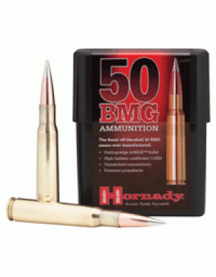 Hornady 50 Bmg 750 Grain A-Max Match 10 Rounds 10 Boxes per Case
