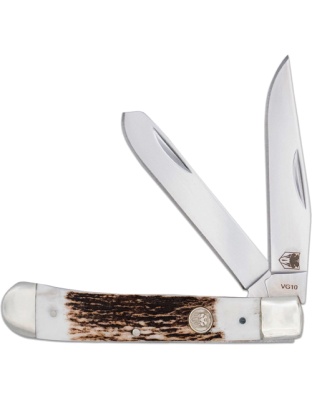 Cobratec Knives Trapper Two Blade G-10 Stag/Stainless Steel Slip Joint