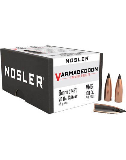 Nosler Bullets 6 mm.243 70 Grain Varmageddon Tipped 100 Count