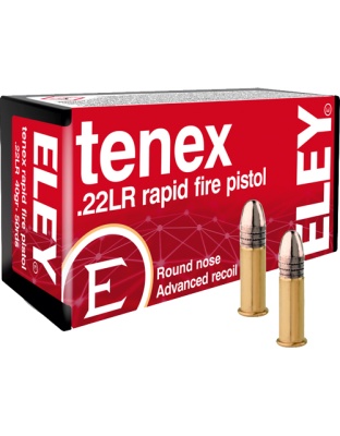 Eley Tenex Rapid Fire Pistol 22LR 40 Grain Round Nose 50 Rounds 100 Boxes per Case
