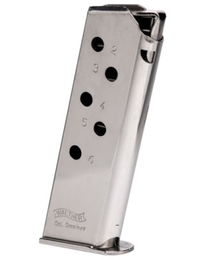 Walther Magazine Ppk 380 .380 Automatic Colt Pistol 6 Rounds Nickel