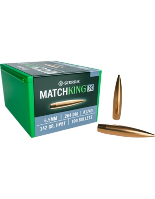 Sierra Bullets 6.5 mm.264 142 Grain Hollow Point Boat Tail Matchking X 100 Count