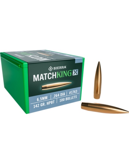 Sierra Bullets 6.5 mm .264 142 Grain Hollow Point Boat Tail Matchking X 100 Count