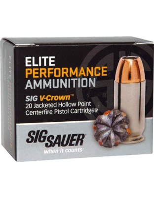 SIG 9 mm 115 Grain Elite V-Crown Jacketed Hollow Point 20 Rounds 10 Boxes per Case