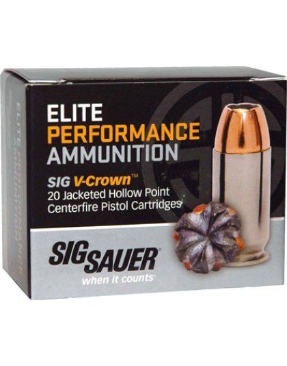 SIG 9 mm 115 Grain Elite V-Crown Jacketed Hollow Point 20 Rounds 10 Boxes per Case