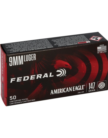 Federal Ae 9 mm Luger 147 Grain Full Metal Jacket Flat Point 50 Rounds 20 Boxes per Case