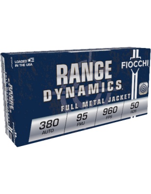 Fiocchi 380 Automatic Colt Pistol 95 Grain Full Metal Jacket 50 Rounds 20 Boxes per Case
