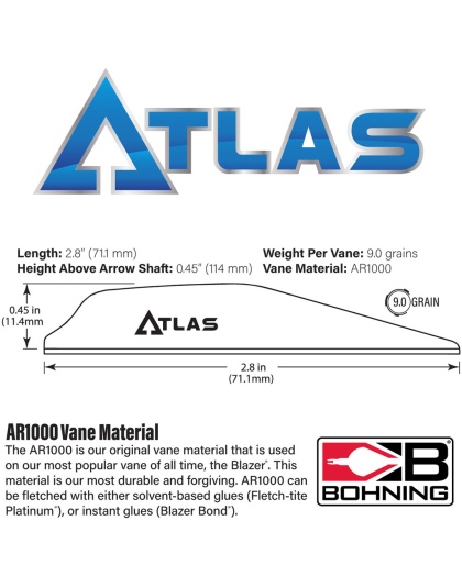 Bohning Atlas Vanes American Flag 100 pk.