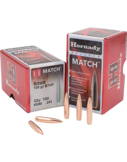 Hornady Bullets 6 mm.243 105 Grain Bthp Match 100 Count 25 Boxes per Case
