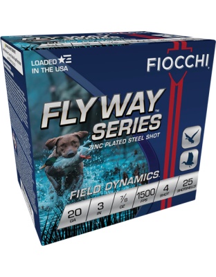 Fiocchi Flyway 20 Gauge 3" 7/8 Ounce #4 1500 Feet Per Second 25 Rounds 10 Boxes per Case
