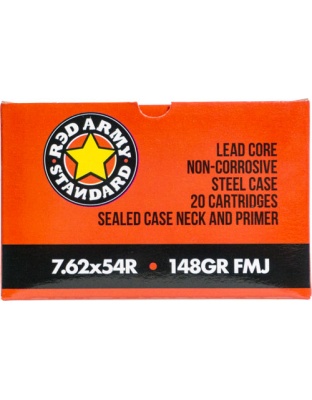 Century Red Army 7.62X54R 148 Grain Full Metal Jacket Steel Laquered 20 Rounds