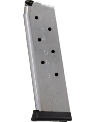 Metalform Magazines 1911 Government .45 Automatic Colt Pistol 7 Rounds Stainless Steel Removable Base