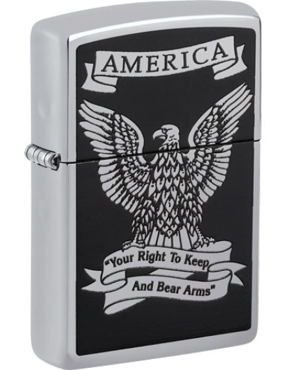 Zippo Windproof Lighter Eagle Right to Bear Arms