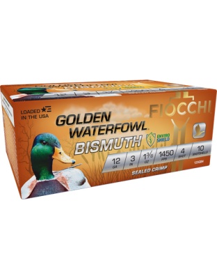 Fiocchi Golden Bismuth 12 Gauge 3" 1-3/8 Ounce #4 1450 Feet Per Second 10 Rounds