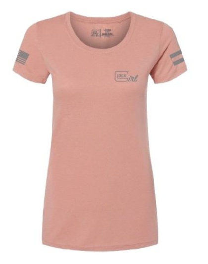Glock Ladies "Glock Girl Flag Tee" Short Sleeve Large Pink