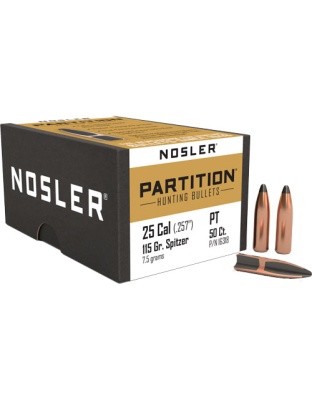 Nosler Bullets 25 Caliber.257 115 Grain Partition 50 Count