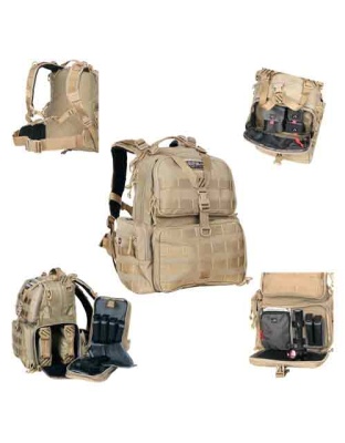 GPS Tactical Range Backpack with Waist Strap Tan Nylon