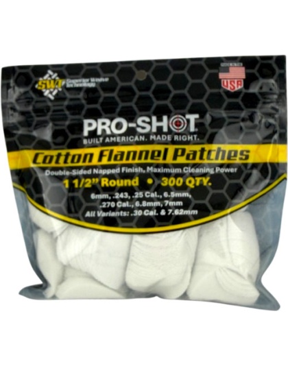 Pro-Shot Products Cleaning Patch Cotton Flannel 6 mm-.30 1 1/2" 300 Count