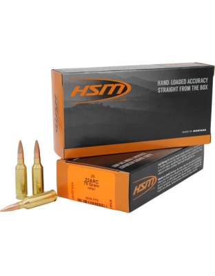 HSM Ammo 22 Arc 75 Grain Bthp 20 Rounds 25 Boxes per Case