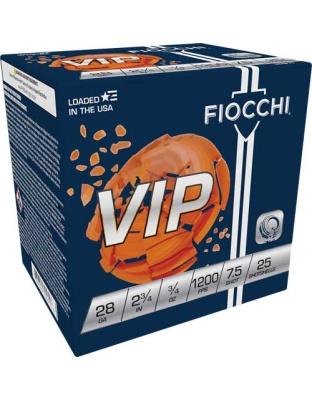 Fiocchi Vip 28 Gauge 2.75" 3/4 Ounce #7.5 1200 Feet Per Second 250 Rounds Case Lot