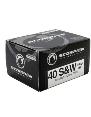 Scorpion Ammo 40 Smith & Wesson 180 Grain Jacketed Hollow Point 20 Rounds 10 Boxes per Case