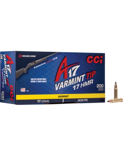 CCI A17 Varmint Tip 17HMR 17 Grain 2650 Feet Per Second 200 Rounds 10 Boxes per Case