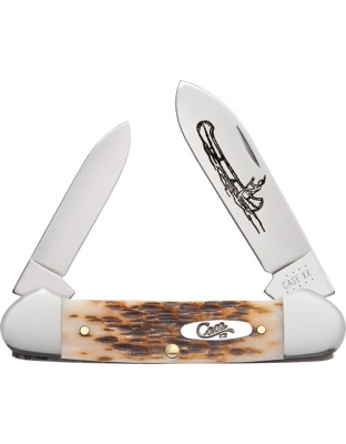 Case Knives Amber Bone Peach Seed Jig Canoe