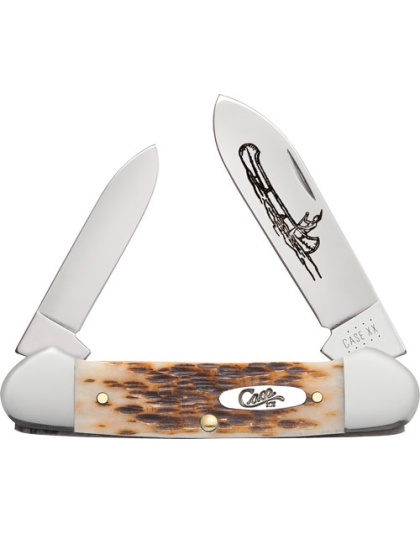 Case Knives Amber Bone Peach Seed Jig Canoe