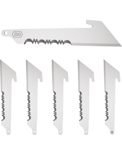 Outdoor Edge 2.5" Utility Blds with Serrations Black Blade 6-Pk