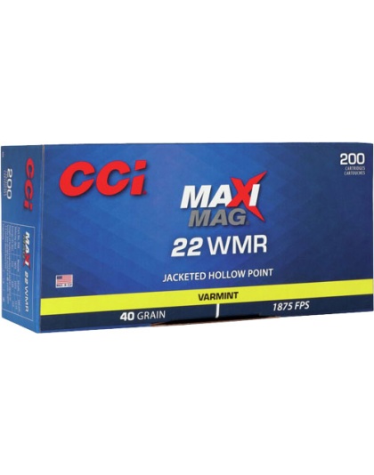 CCI Maxi-Magazine 22WMR 40 Grain Jacketed Hollow Point 1875 Feet Per Second 200 Rounds