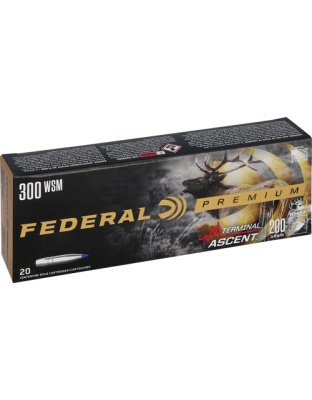 Federal 300 Winchester Short Magnum 200 Grain Terminal Ascent 20 Rounds 10 Boxes per Case