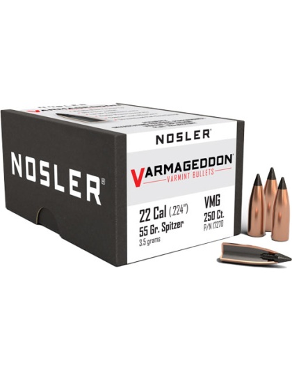Nosler Bullets 22 Caliber .224 55 Grain Varmageddon Tipped 250 Count