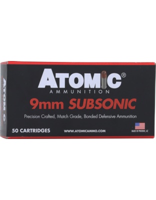 Atomic Ammunition 9 mm Luger 147 Grain Subsonic Jacketed Hollow Point 50 Rounds