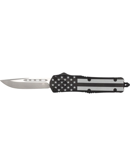 Cobratec Knives Medium FS3 Out-the-Front Black Out Flag 3" D2 Drop Non Srrted
