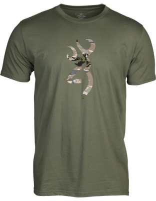 Browning Short-Sleeve T-Shirt Camo Buckmark Green/Ovix Large