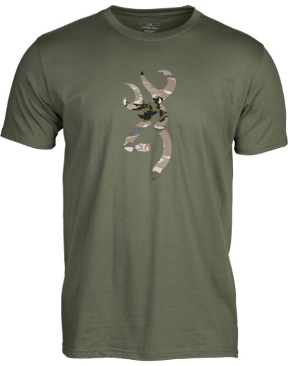 Browning Short-Sleeve T-Shirt Camo Buckmark Green/Ovix Large