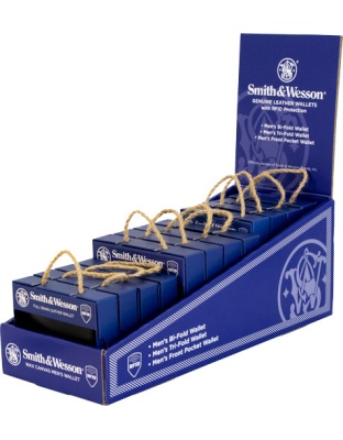 Cameleon Smith & Wesson Genuine Leather Wallet Display 12-Piece